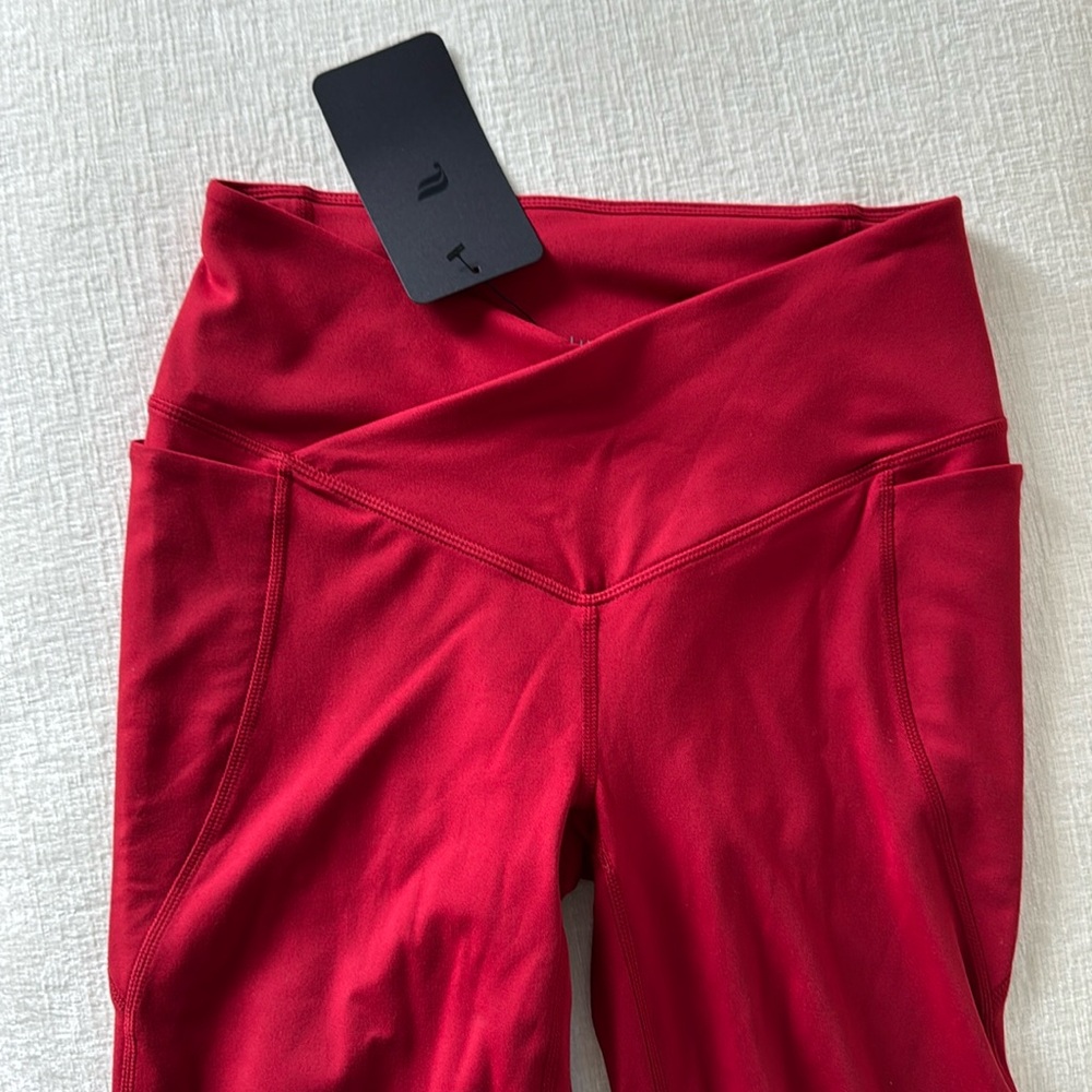 Fabletics high waisted crossover flare- tall red pureluxe